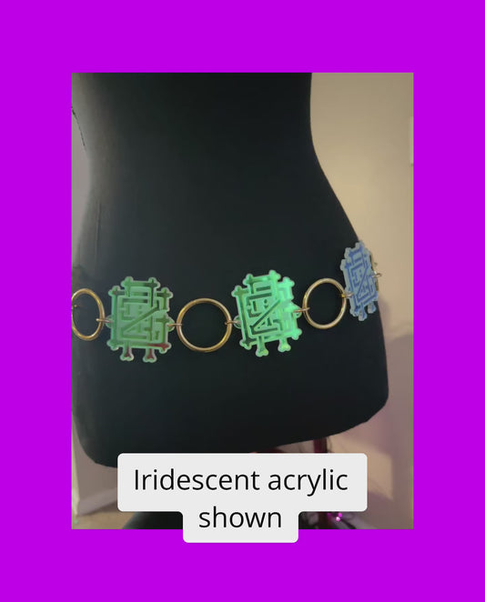 Griz customizable acrylic metal ring belt