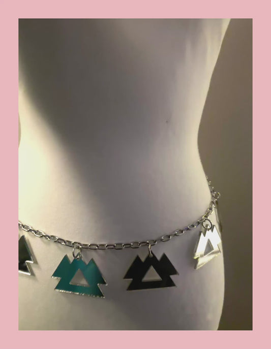 Custom stainless steel & mirror acrylic chain belt!