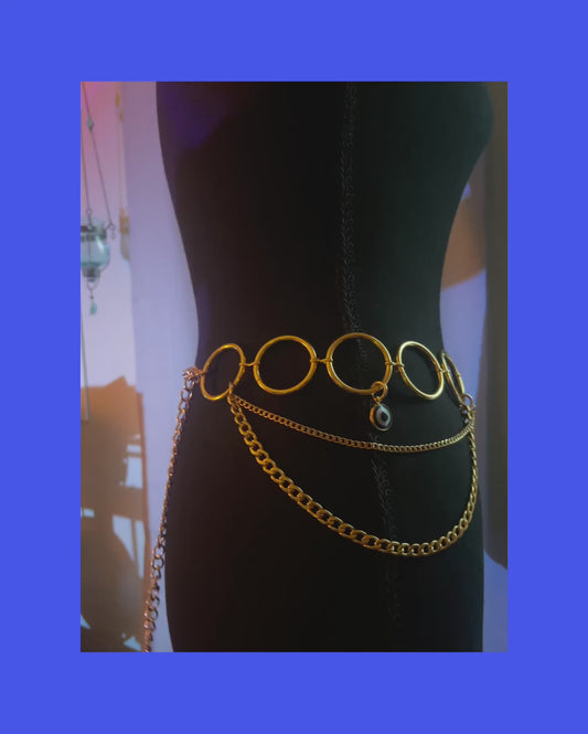 Stainless steel evil eye charm belt