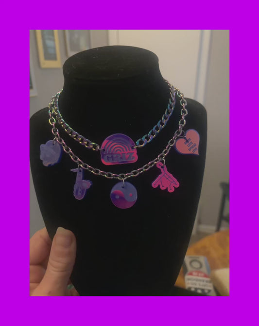 Griz charm necklace stack