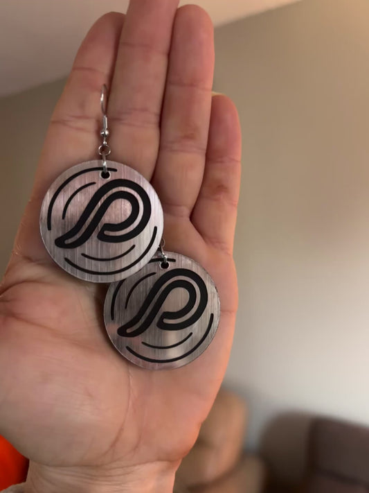 Custom steel & black acrylic earrings