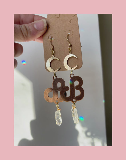Daily bread inspired moon crystal dangle earrings