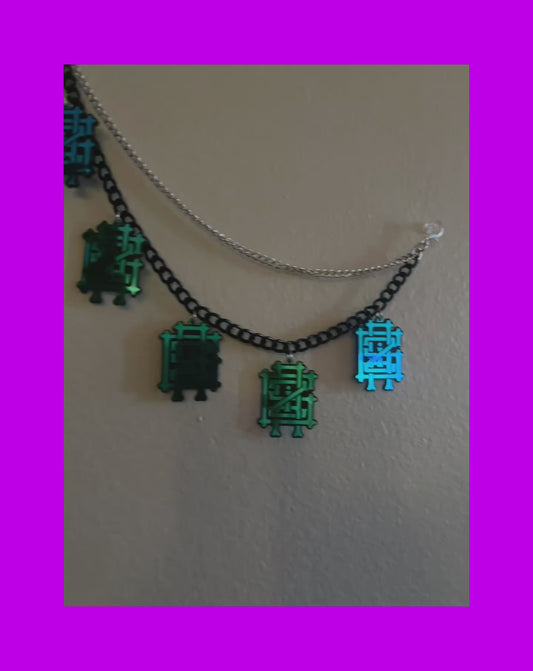 Custom teal holographic chain