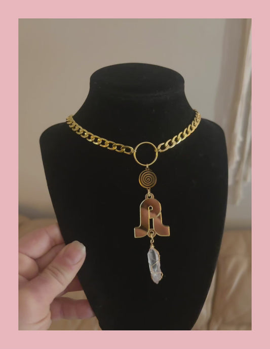 Pretty lights inspired steel swirl crystal choker