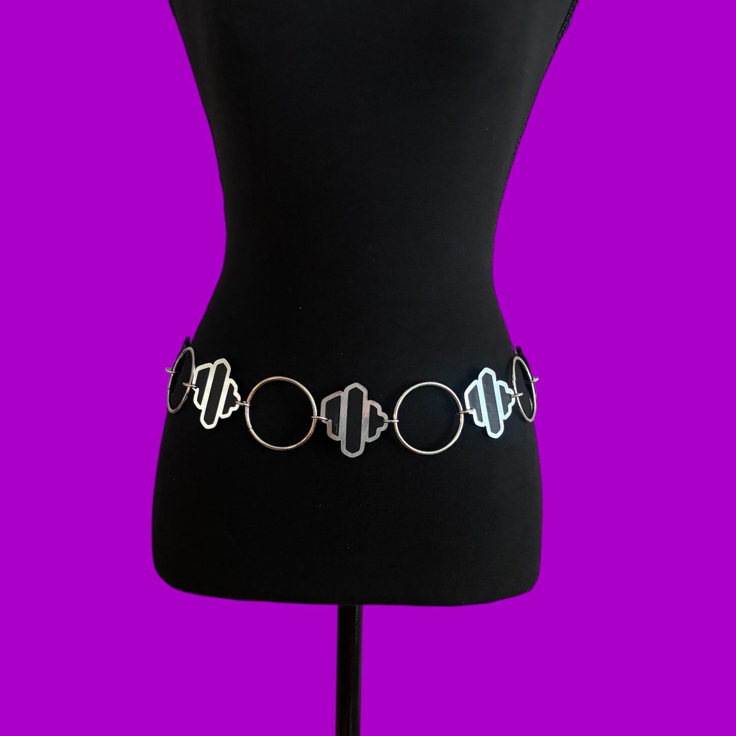 Steel & black Jade ring belt