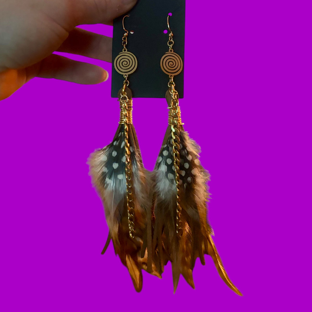 Swirl Feather Tassel Earrings