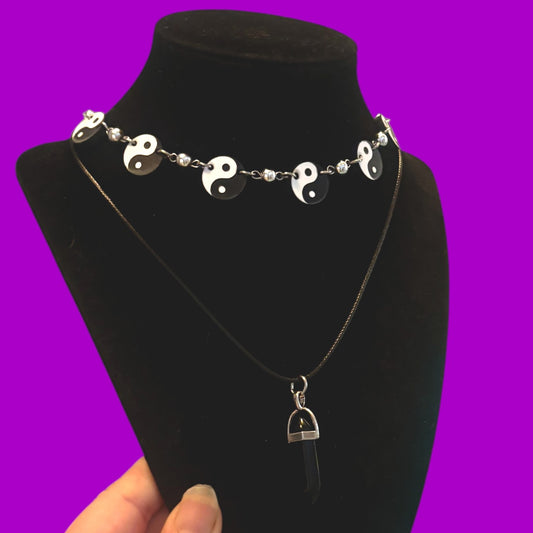 Yin yang Crystal Pendant Stack